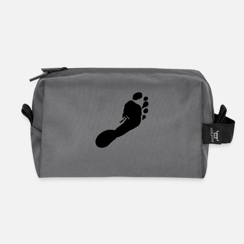 Barfuß rechts (Fußabdruck) / barefoot right ( - Recycelte Kulturtasche - Anthrazit