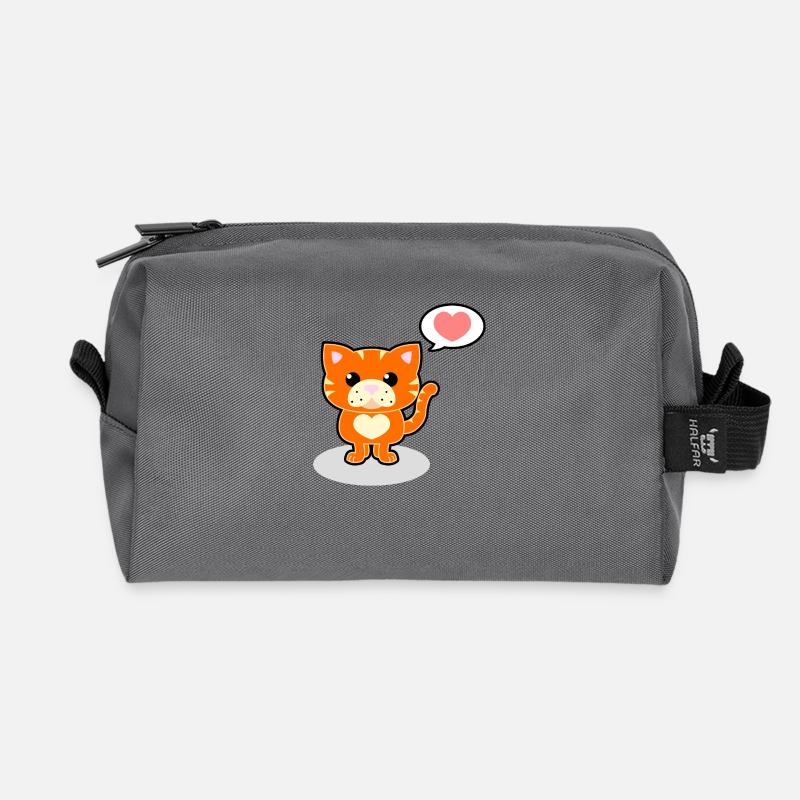 Cute cat - Recycled Toiletry Zip Bag - anthracite