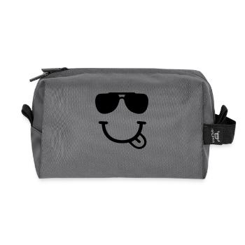 Smiley - Recycled Toiletry Zip Bag - anthracite - Front
