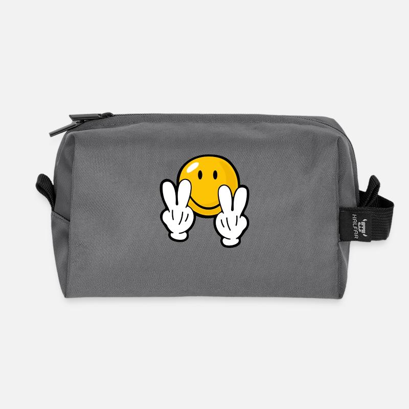 Smiley Confident - Recycelte Kulturtasche - Anthrazit