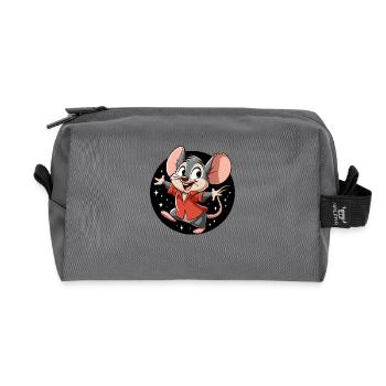 Mouse dances in the night - Recycled Toiletry Zip Bag - anthracite - Front