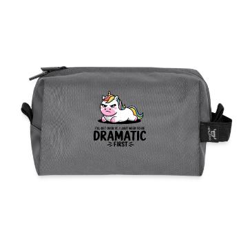 Dramatisches Einhorn - Recycelte Kulturtasche - Anthrazit - Vorne