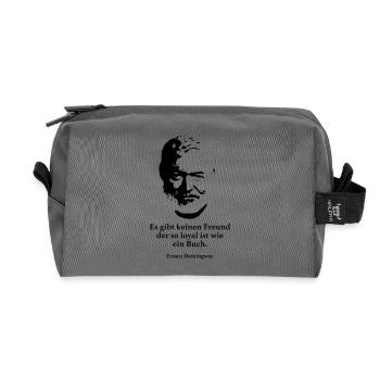 Hemingway: There is no friend who is so loyal - Recycled Toiletry Zip Bag - anthracite - Front