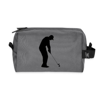 Golf Golfer Golfspieler Golfplatz - Recycelte Kulturtasche - Anthrazit - Vorne