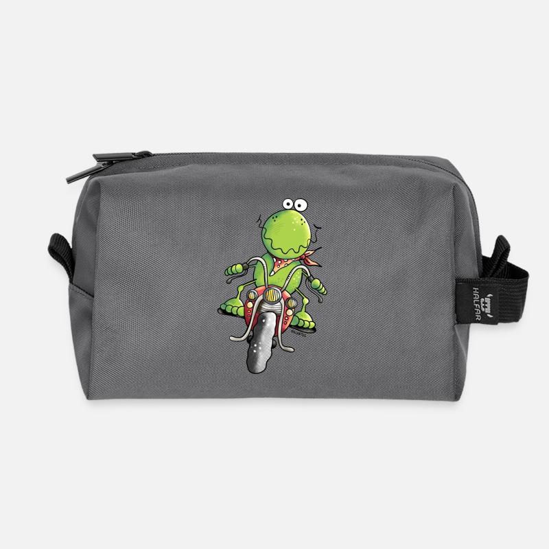 Biker Frosch - Recycelte Kulturtasche - Anthrazit