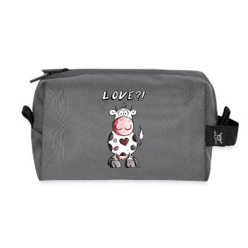 Love Cow - Recycled Toiletry Zip Bag - anthracite - Front
