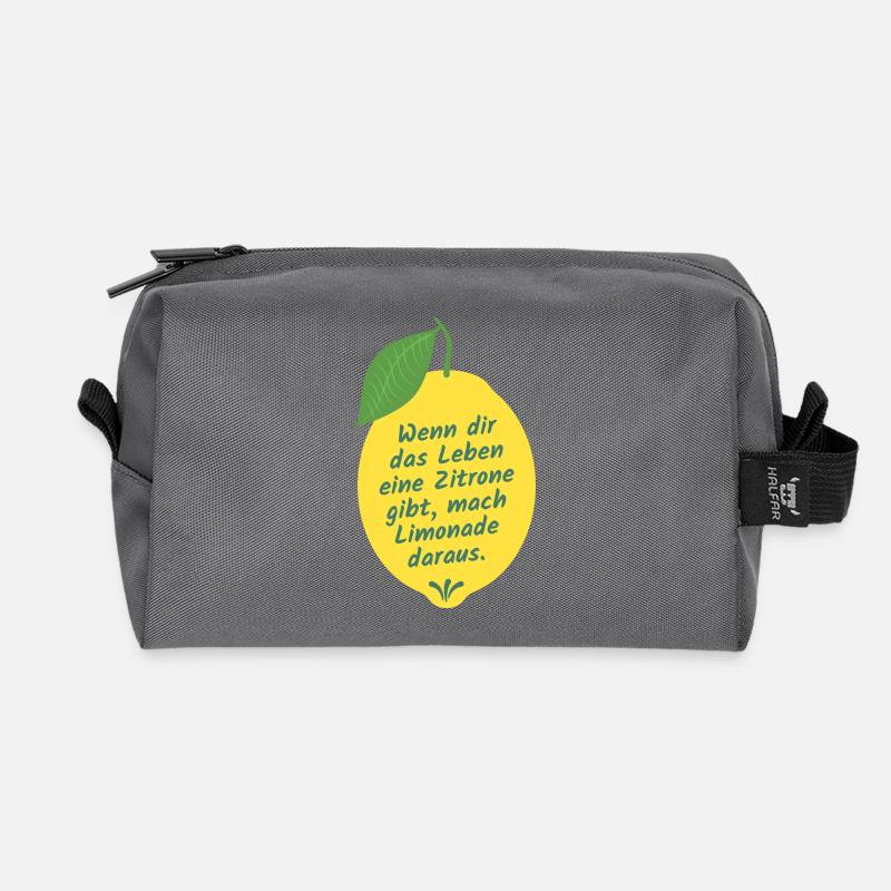 Zitronen Limonade Spruch Zitat Quote - Recycelte Kulturtasche - Anthrazit