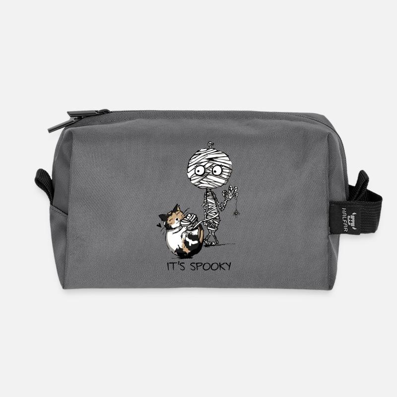 Mumie and Cat - Halloween Motiv - It´s spooky - Recycelte Kulturtasche - Anthrazit