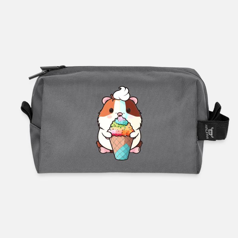 Kleiner Hamster mit buntem Eis - Recycled Toiletry Zip Bag - anthracite