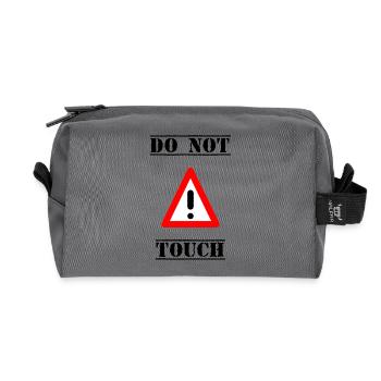 PANNEAU. NE PAS TOUCHER. DANGER. HUMOUR. DRÔLE - Trousse de toilette en tissu recyclé - anthracite - Devant
