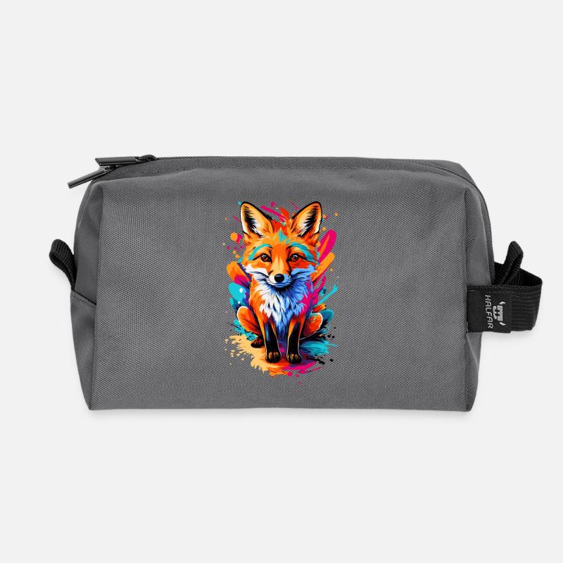 Baby Fuchs - Cute Rotfuchs - Fuchs Farbenfroh Fox - Recycelte Kulturtasche - Anthrazit