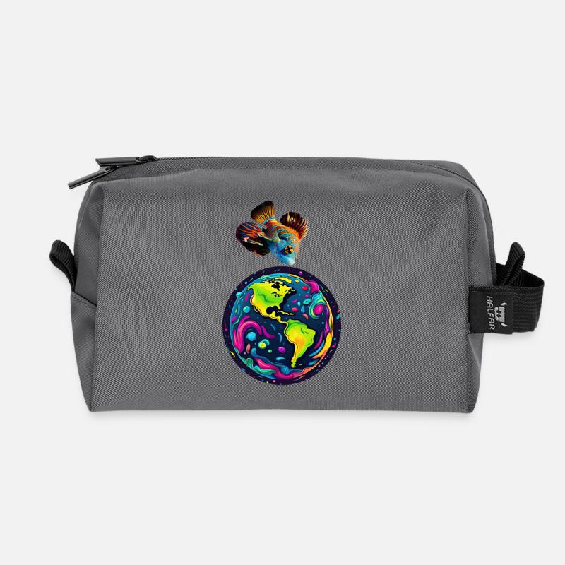 Fish and its planet - Recycled Toiletry Zip Bag - anthracite