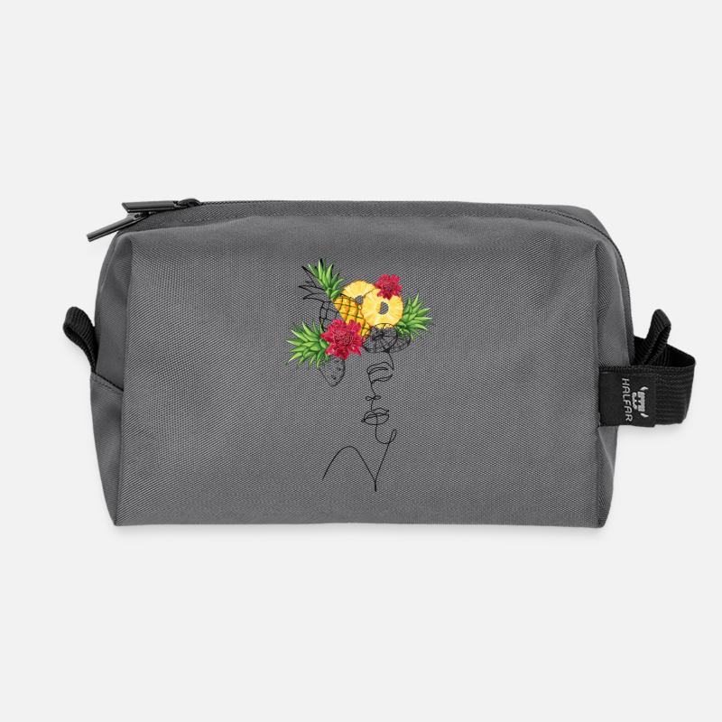 Ananas Lady Lineart - Recycelte Kulturtasche - Anthrazit