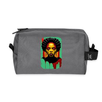Porträt Schwarze Frau Tropfen Farben - Recycelte Kulturtasche - Anthrazit - Vorne