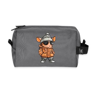 Armadillo Winter Comic - Recycled Toiletry Zip Bag - anthracite - Front