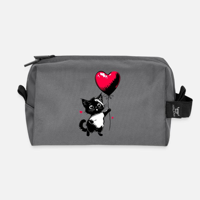 Katze mit Herz Luftballon - Heartful Creatures - Recycelte Kulturtasche - Anthrazit