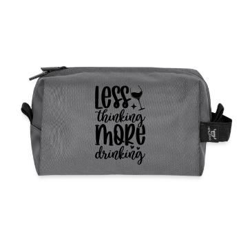 Less thinking more wine drinking Funny Wine Lover - Recycled Toiletry Zip Bag - anthracite - Front