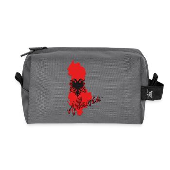 Albanian flag, Albanian pride - Recycled Toiletry Zip Bag - anthracite - Front