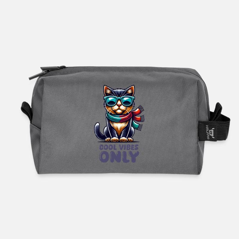 katze sonnenbrille comic cool - Recycelte Kulturtasche - Anthrazit