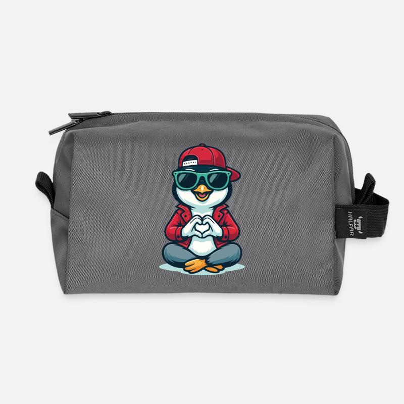 Cool Penguin Love - Recycelte Kulturtasche - Anthrazit