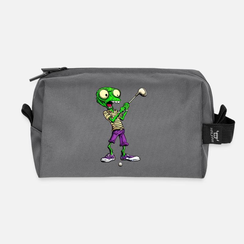 Golf Aliens - Recycled Toiletry Zip Bag - anthracite