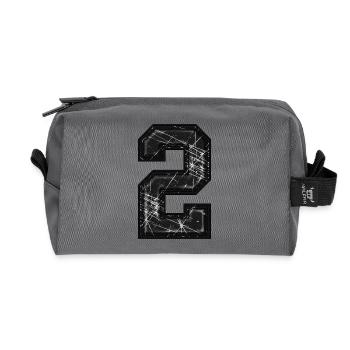 2 scratched - Recycled Toiletry Zip Bag - anthracite - Front