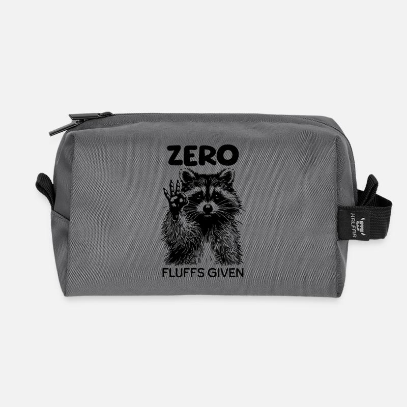 Null Flusen gegeben | Lustiger Waschbär Print - Recycelte Kulturtasche - Anthrazit