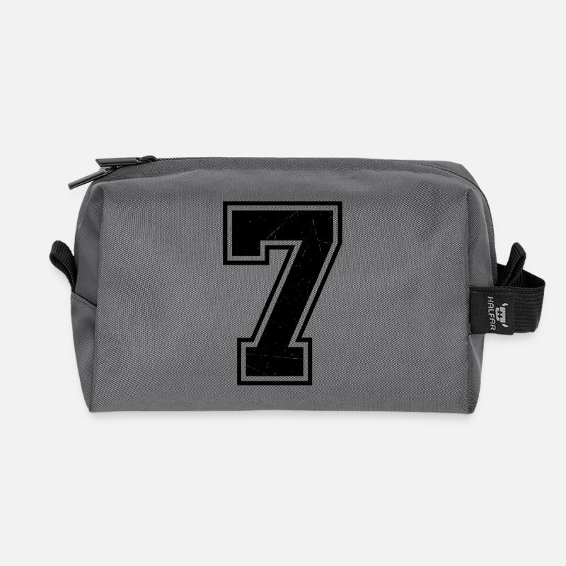 Grunge Seven Number with Scratched Texture - Recycled Toiletry Zip Bag - anthracite