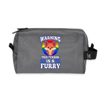 Warning This Person Is A Furry - Recycled Toiletry Zip Bag - anthracite - Front
