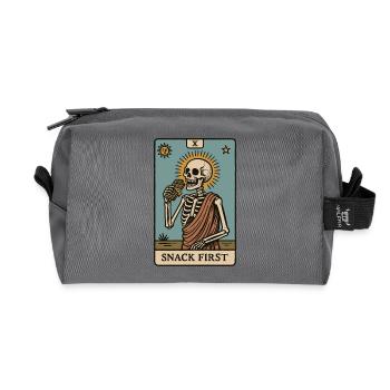 Snack First Skeleton Funny Saying Halloween - Recycled Toiletry Zip Bag - anthracite - Front