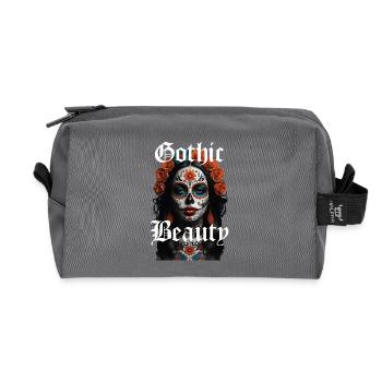Beauté gothique crâne en sucre - Trousse de toilette en tissu recyclé - anthracite - Devant