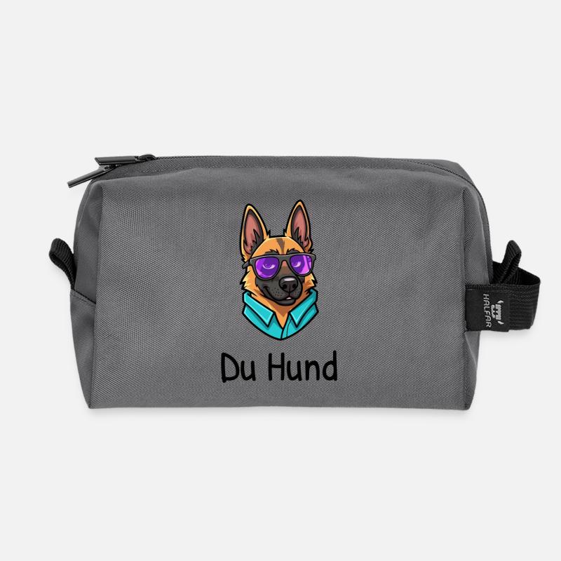 Schäferhund mit Brille sagt: Du Hund - Recycelte Kulturtasche - Anthrazit