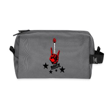 Main rock et manche de guitare - Trousse de toilette en tissu recyclé - anthracite - Devant