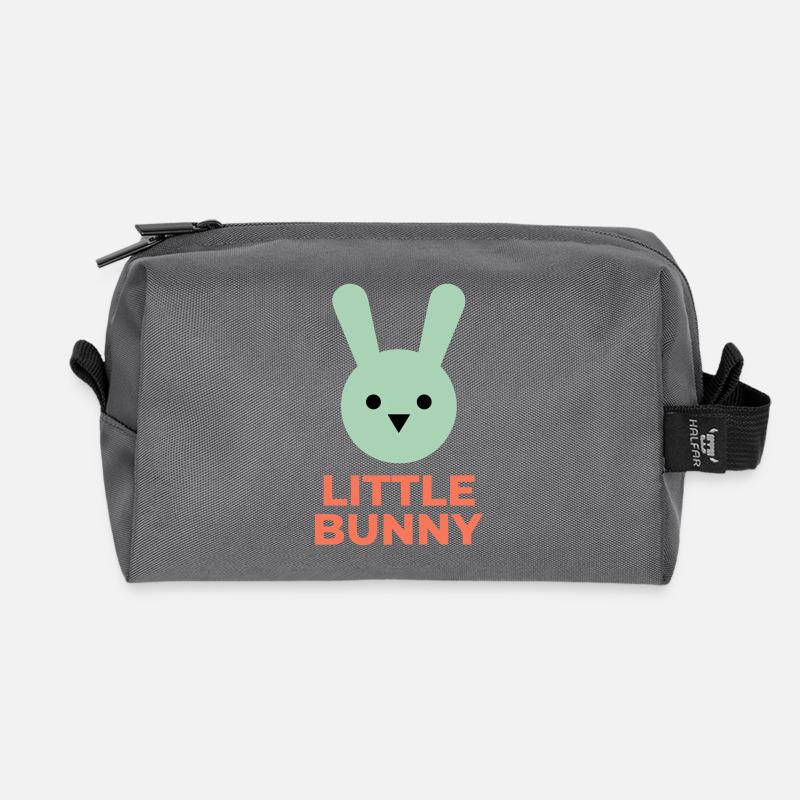 Minze Hase und kleiner Hase Text - Recycelte Kulturtasche - Anthrazit