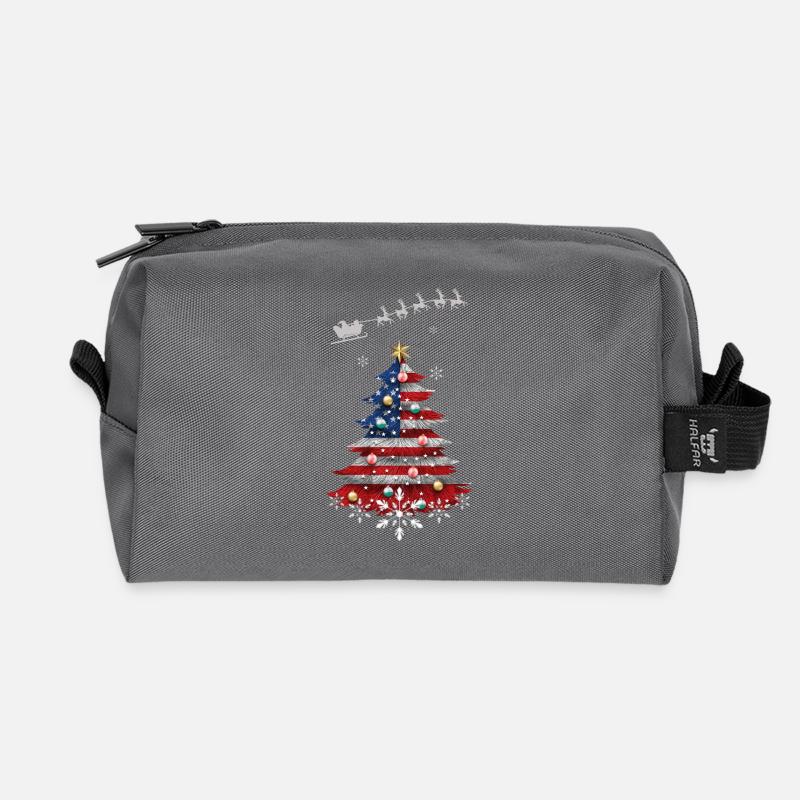 Weihnachtsbaum mit USA-Flagge - Recycelte Kulturtasche - Anthrazit