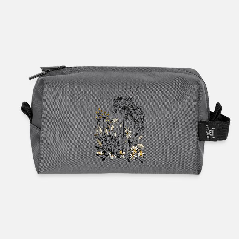 Blumen - Recycelte Kulturtasche - Anthrazit