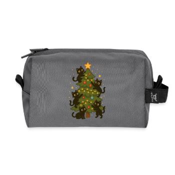 Katzen, die Weihnachtsbaum dekorieren – spaßiges Design - Recycelte Kulturtasche - Anthrazit - Vorne