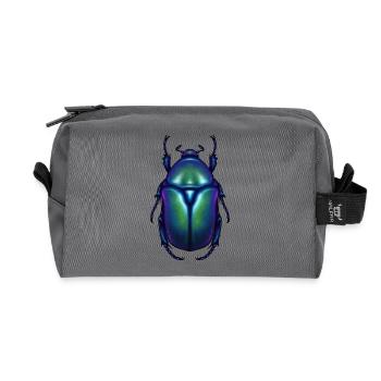 Scarabée fleur bleue - Trousse de toilette en tissu recyclé - anthracite - Devant