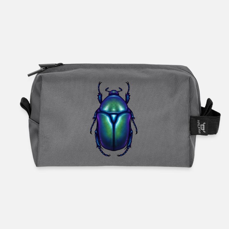Blue Flowerbeetle - Recycled Toiletry Zip Bag - anthracite