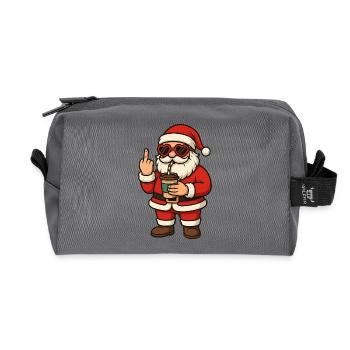 Bad Santa Club - Bad Christmas Wishes - Recycled Toiletry Zip Bag - anthracite - Front