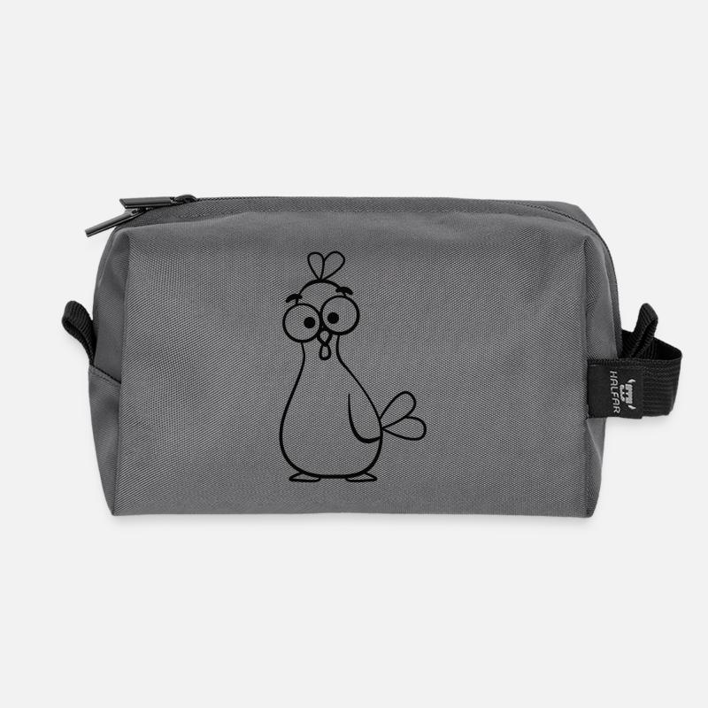 Kauziges Cartoon-Huhn Illustration - Recycelte Kulturtasche - Anthrazit