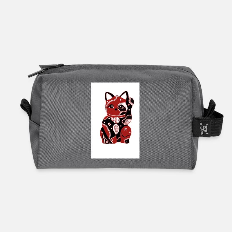 Chat chinois - Trousse de toilette en tissu recyclé - anthracite