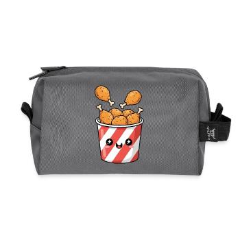 Seau de poulet frit Kawaii - Trousse de toilette en tissu recyclé - anthracite - Devant