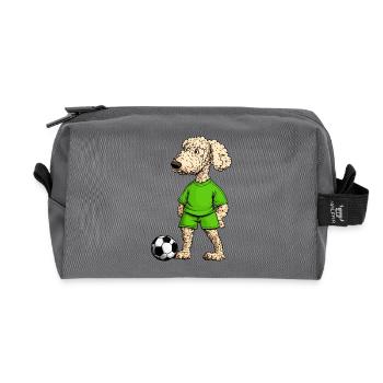 Poodle Soccer Dog - Recycled Toiletry Zip Bag - anthracite - Front