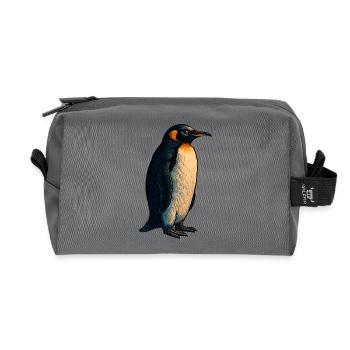 Penguin illustration with warm contrast - Recycled Toiletry Zip Bag - anthracite - Front
