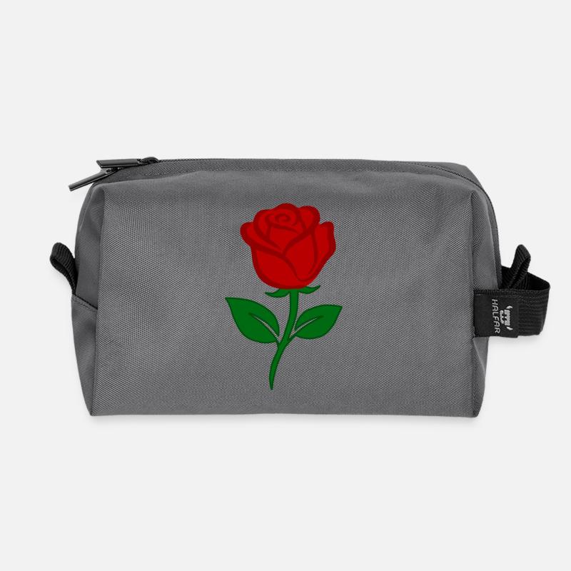 Rote Rose - Recycelte Kulturtasche - Anthrazit