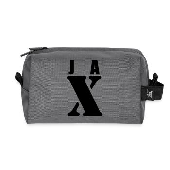 Jax – First Name Design | Minimal Typography - Recycelte Kulturtasche - Anthrazit - Vorne
