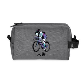 Neon-Cyborg-Geisha-Radfahrerin - Recycelte Kulturtasche - Anthrazit - Vorne