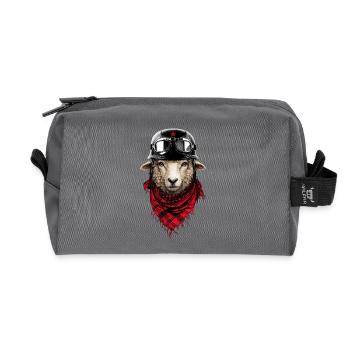 Mouton pilote en look bombardier - Trousse de toilette en tissu recyclé - anthracite - Devant