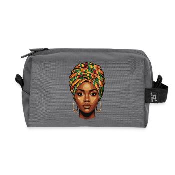 African Head Wrap Portrait - Recycled Toiletry Zip Bag - anthracite - Front